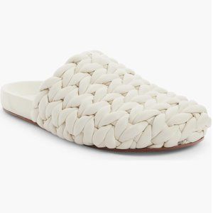 Chloé Kacey Braided Leather Mule in Eggshell Cream